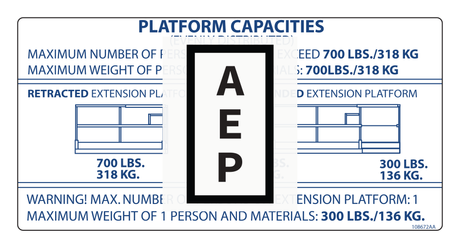 Skyjack 108672 Decal, Platform Cap. 700LB
