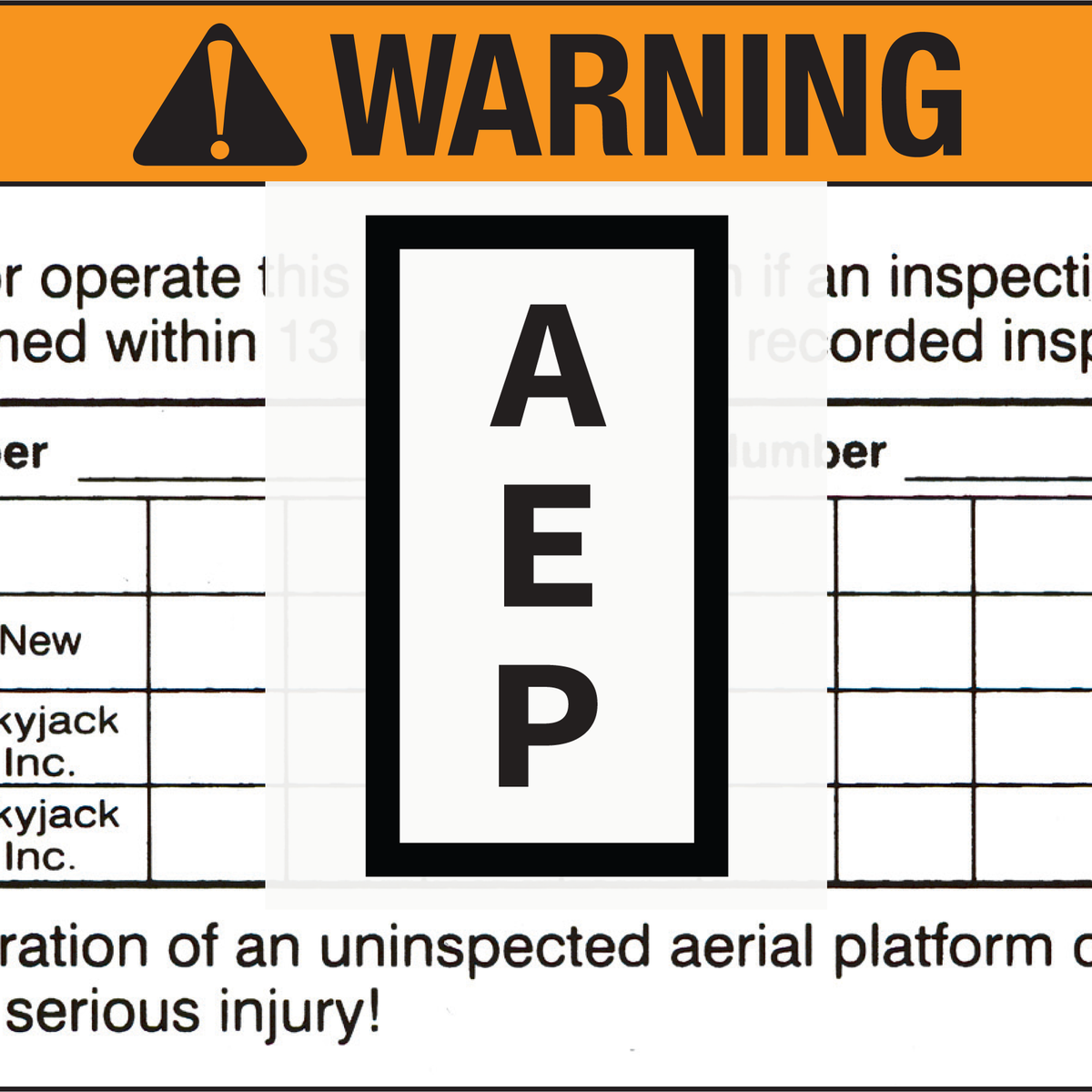 Skyjack Decal, Annual Inspection 109985 | Aerial Equipment Parts