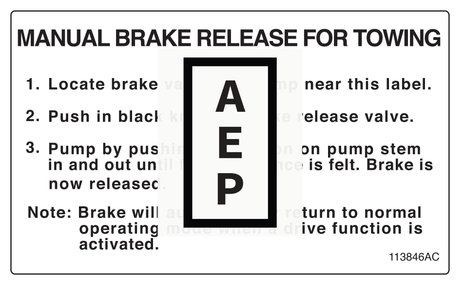 Skyjack 113846 Decal, Manual Brake Releas