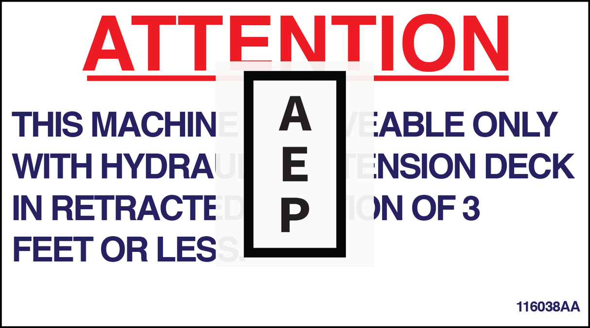 Skyjack 116038 Decal, Attention