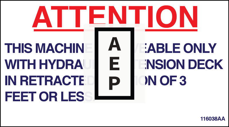 Skyjack 116038 Decal, Attention