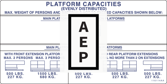 Skyjack 116114 PLATFORM CAPACITIES SJ8831